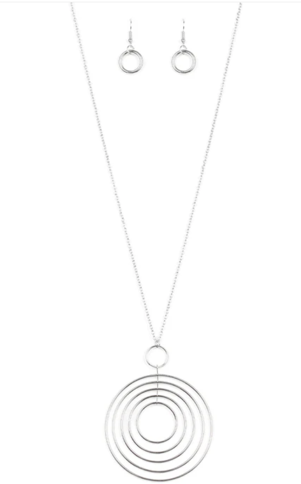 Running Circles in My Mind Silver Necklace