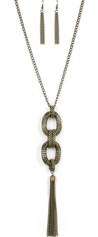 Enmeshed in Mesh Brass Necklace