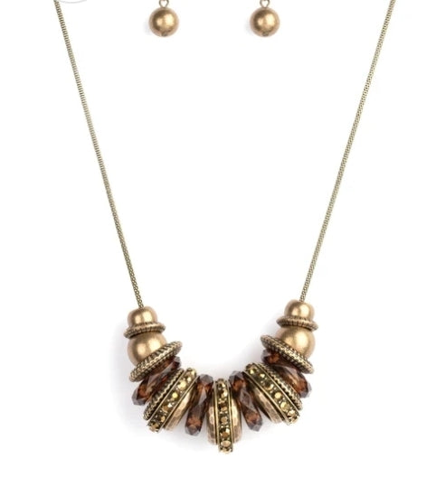 Metro Mantra Brass Necklace
