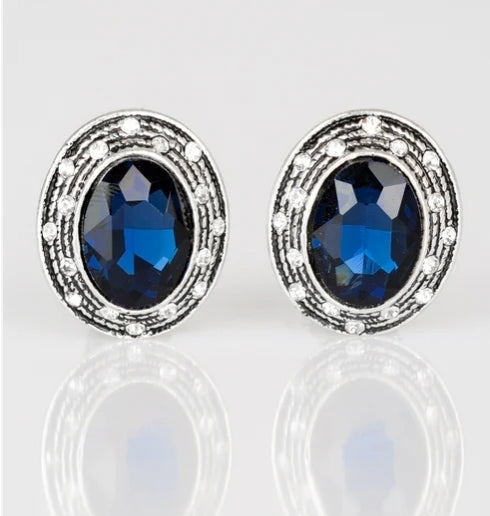 East Side Etiquette Blue Clip On Earring