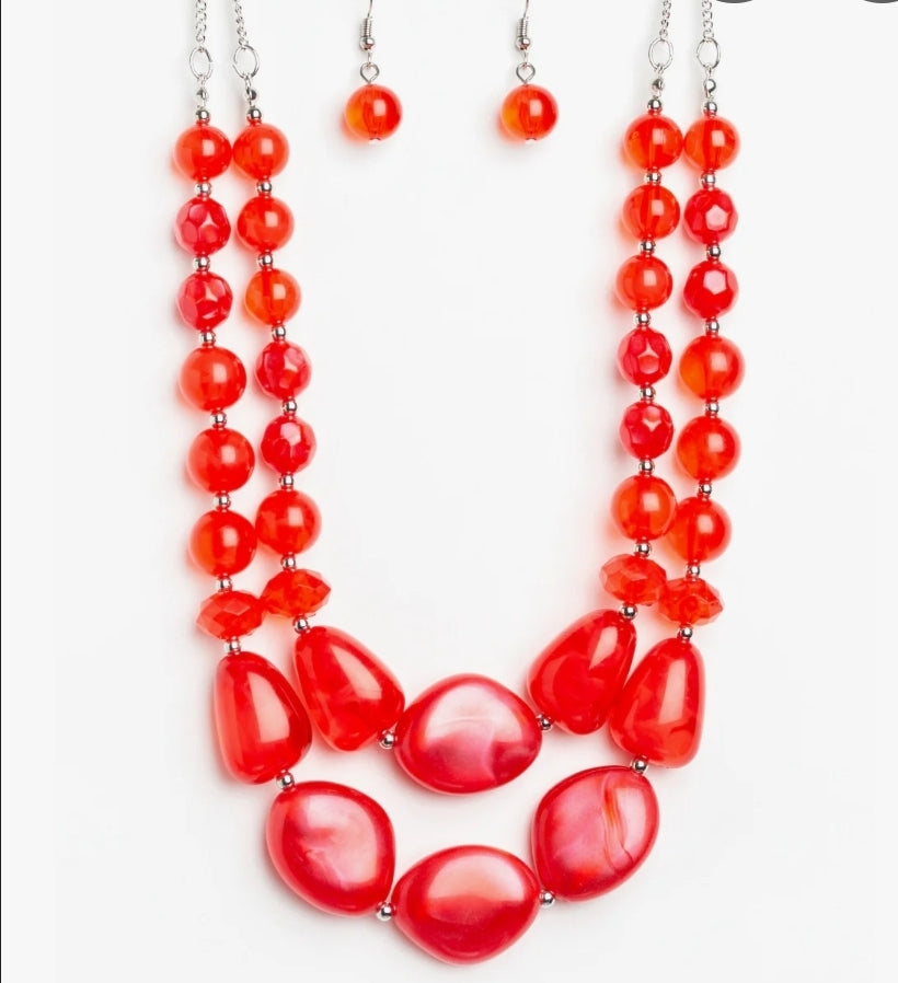 Beach Glam Red Necklace