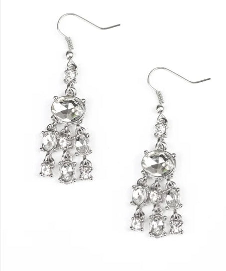 Demurely Divine White Earring