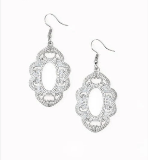 Mantras and Mandalas White Earrings