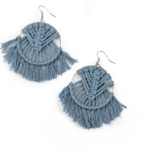 All About MACRAME Silver Earrings
