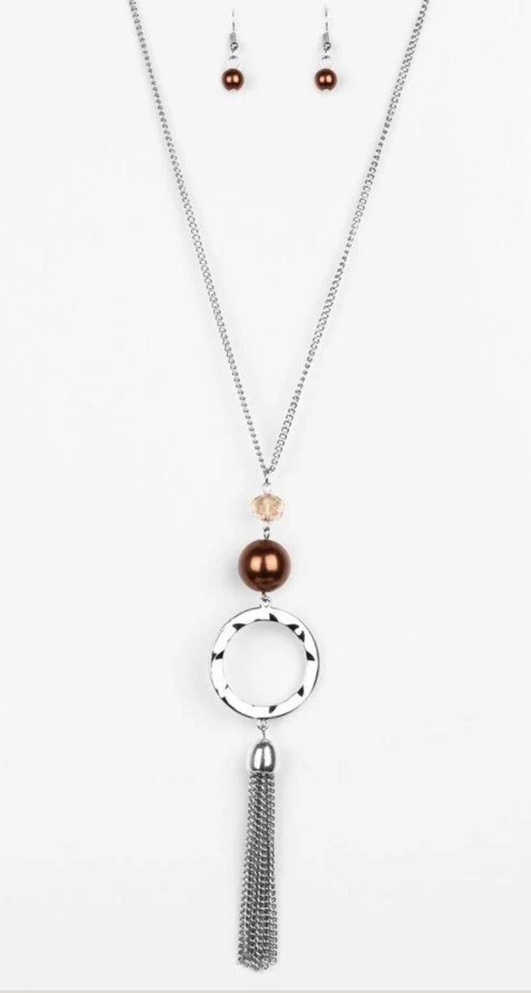 Bold Balancing Act Brown Necklace