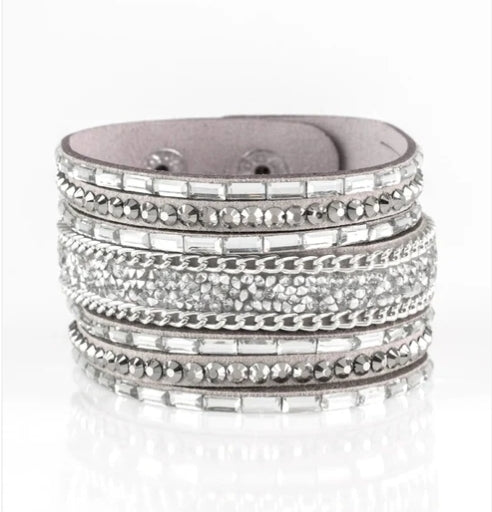 Rhinestone Rumble Silver Bracelet