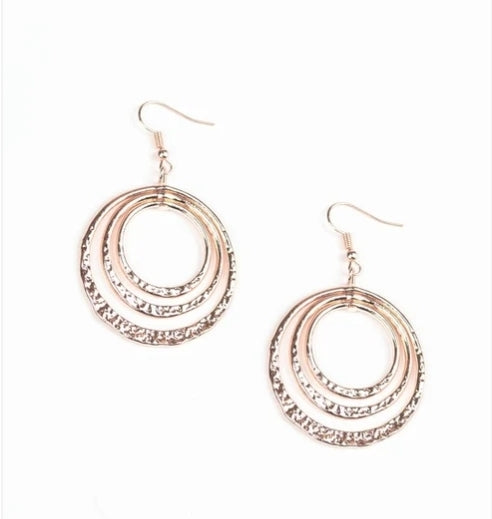 Metallic Ruffle Rose Gold Earrings