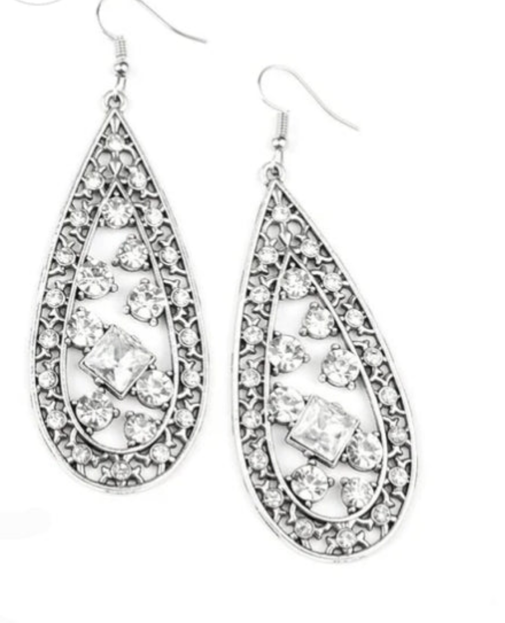 Drop-Dead Dazzle White Earring