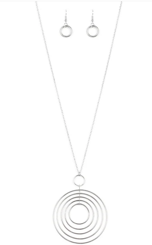 Running Circles in My Mind Silver Necklace