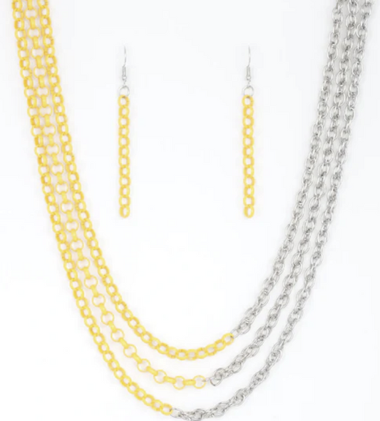 Turn Up the Volumne Yellow Necklace