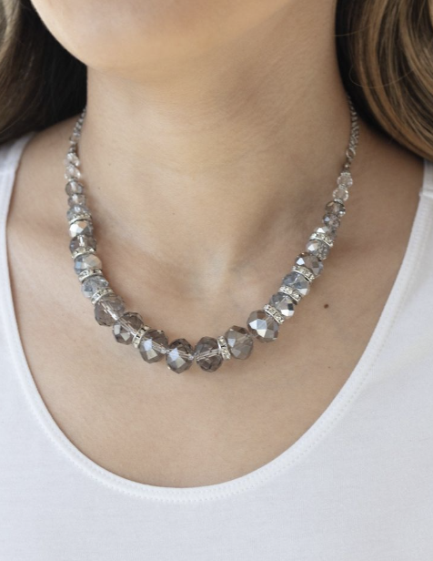 Distracted By Dazzle Silver Necklace