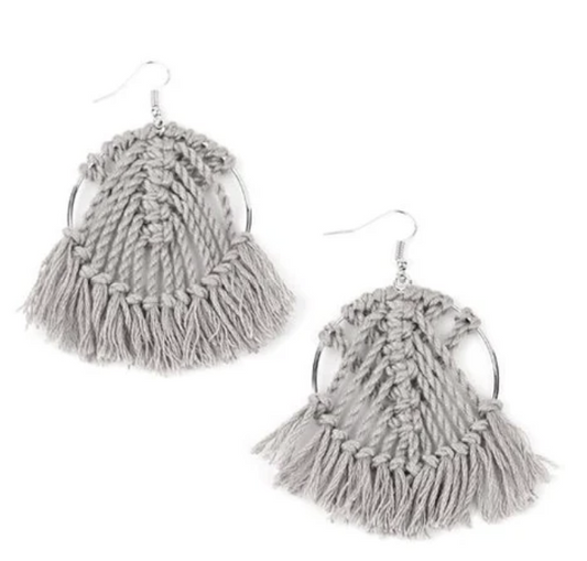 All About MACRAME Silver Earrings