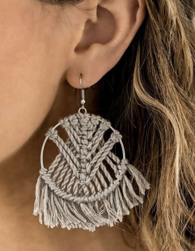 All About MACRAME Silver Earrings