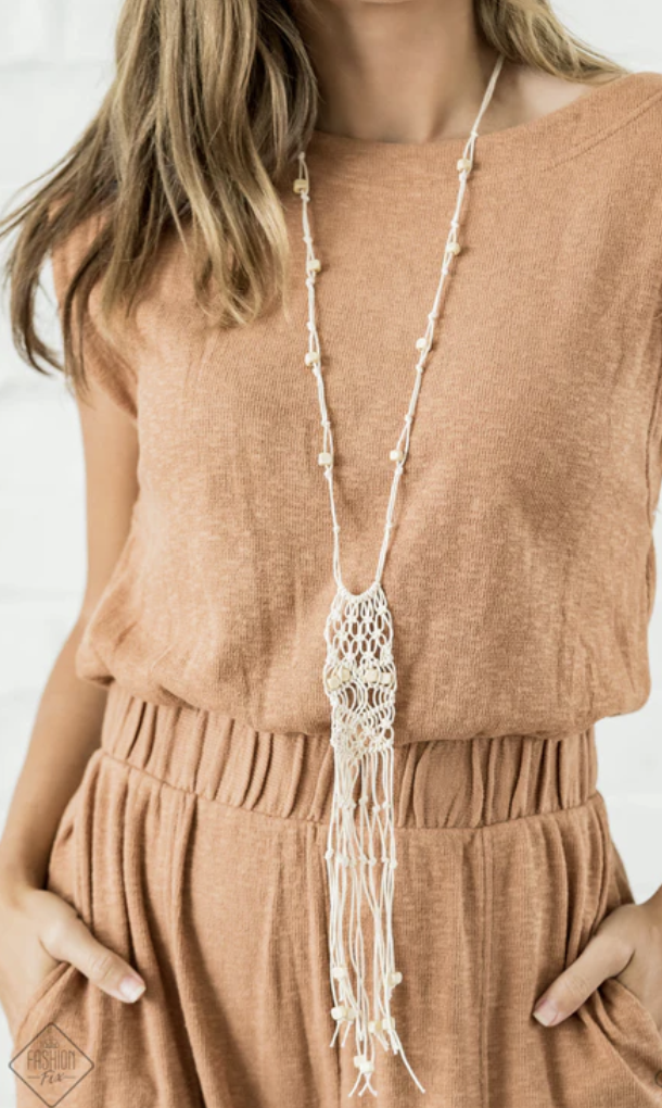 Macrame Majesty White Necklace
