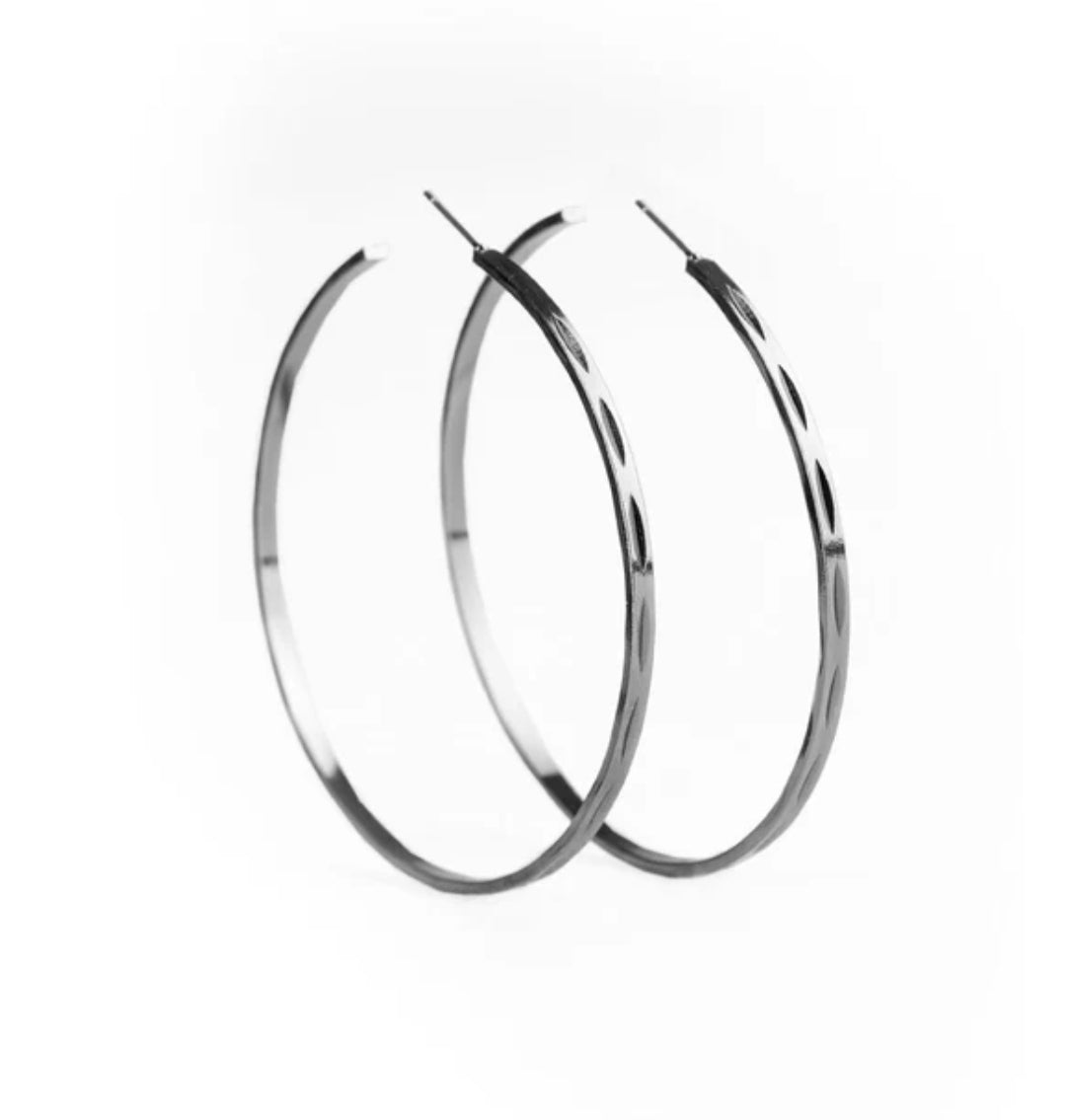 Full On Radical Black Hoop Earrings