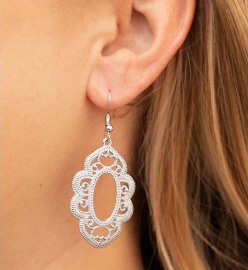 Mantras and Mandalas White Earrings