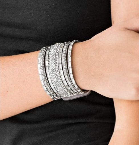 Rhinestone Rumble Silver Bracelet