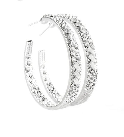 GLITZY By Association White Hoop Earring