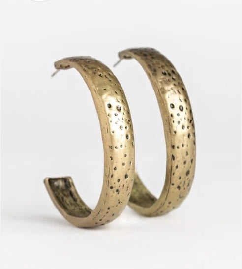 Rustic Revolution Brass Hoop Earring