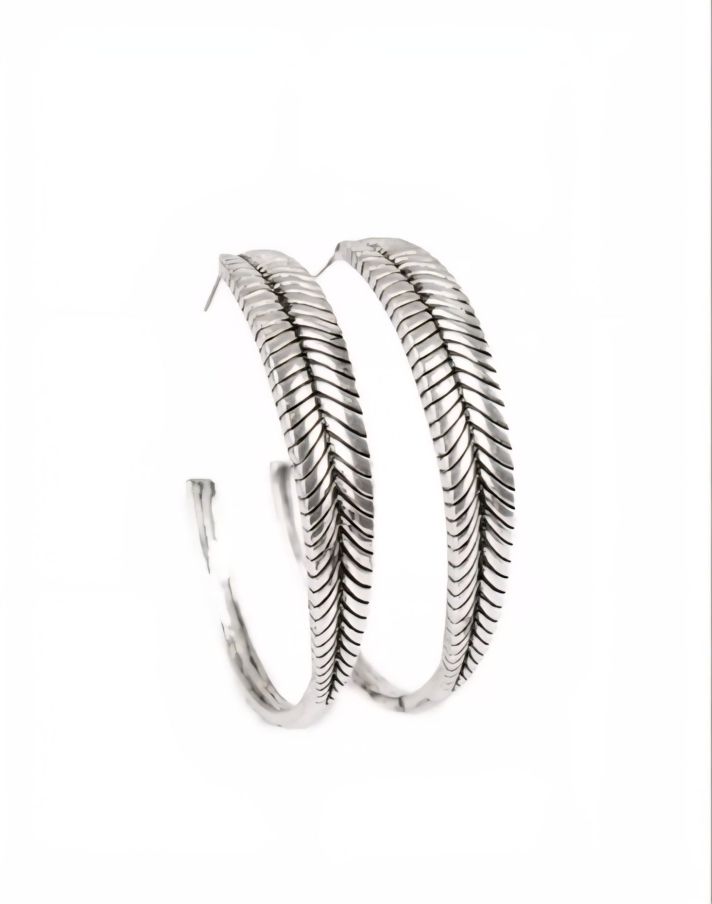 Funky Feathers Silver Hoop Earring