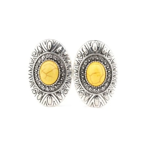 Stone Tiki Orange Post Earring