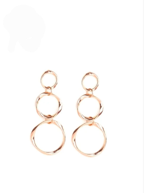 Three Ring Radian Copper Post Earring
