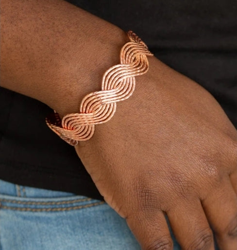 Braided  Brilliance Copper Bracelet