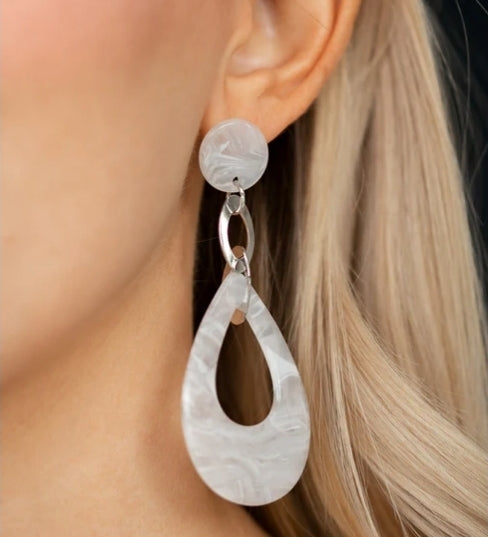Beach Oasis White Earring