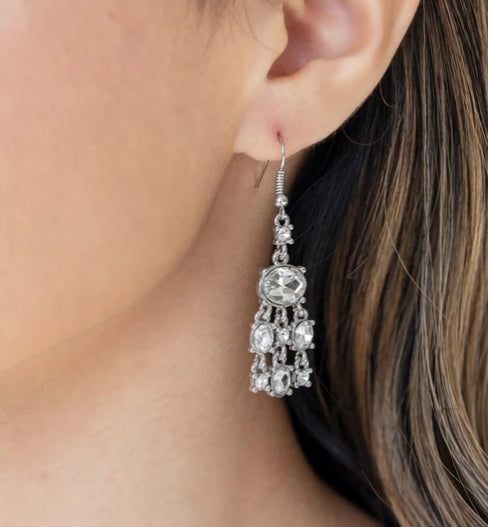 Demurely Divine White Earring