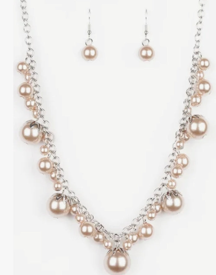 Uptown Pearls Brown Necklace
