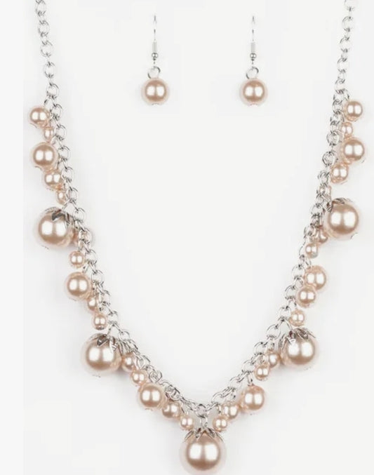 Uptown Pearls Brown Necklace