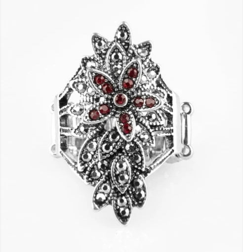 Formal Floral Red Ring