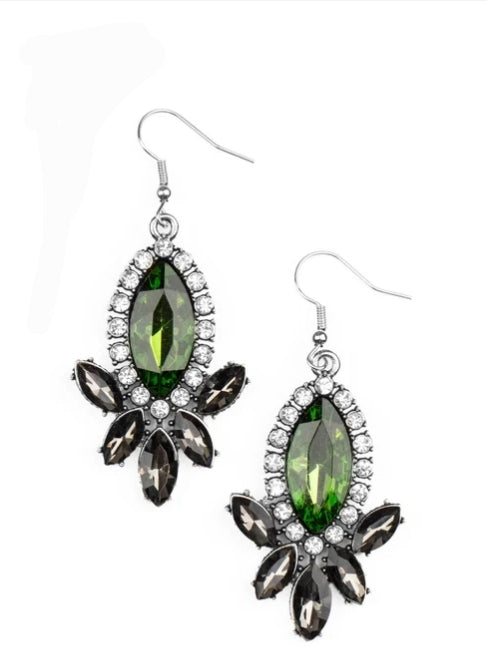 Serving Up Sparkle Green Earrings