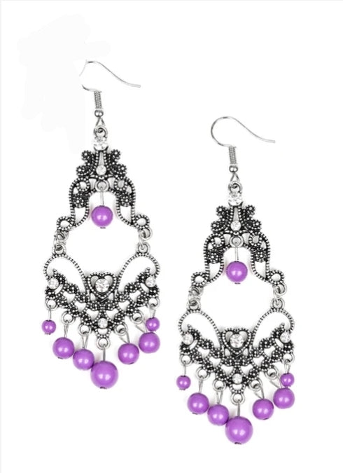 Colorfully Cabaret Purple Earring