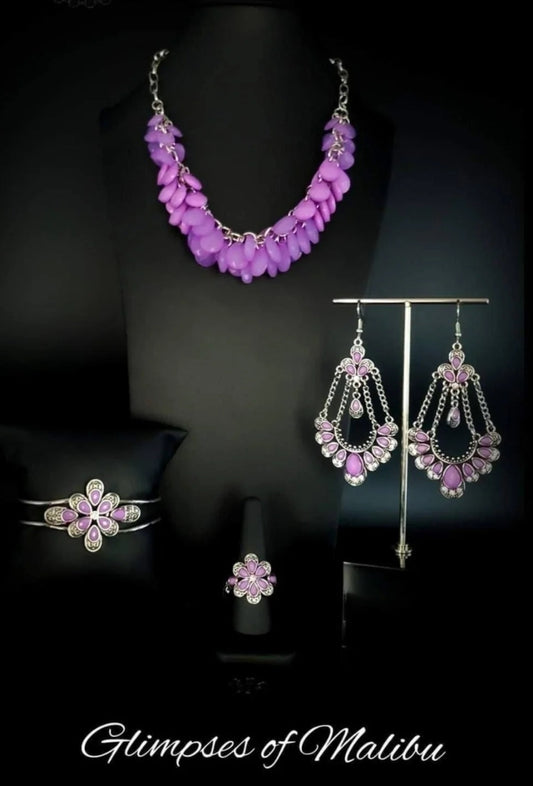 Colorfully Clustered Purple Jewelry Set