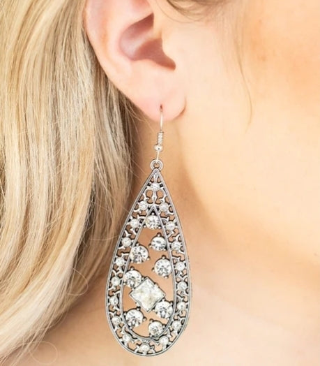 Drop-Dead Dazzle White Earring