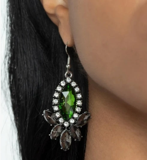 Serving Up Sparkle Green Earrings