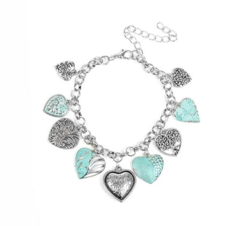 Garden Hearts Green Bracelet