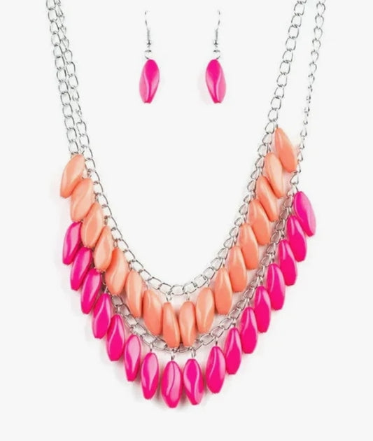 Beaded Boardwalk Pink Necklace