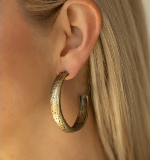 Rustic Revolution Brass Hoop Earring