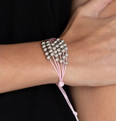 Without Skipping A BEAD Pink Bracelet