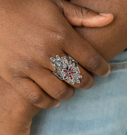 Formal Floral Red Ring