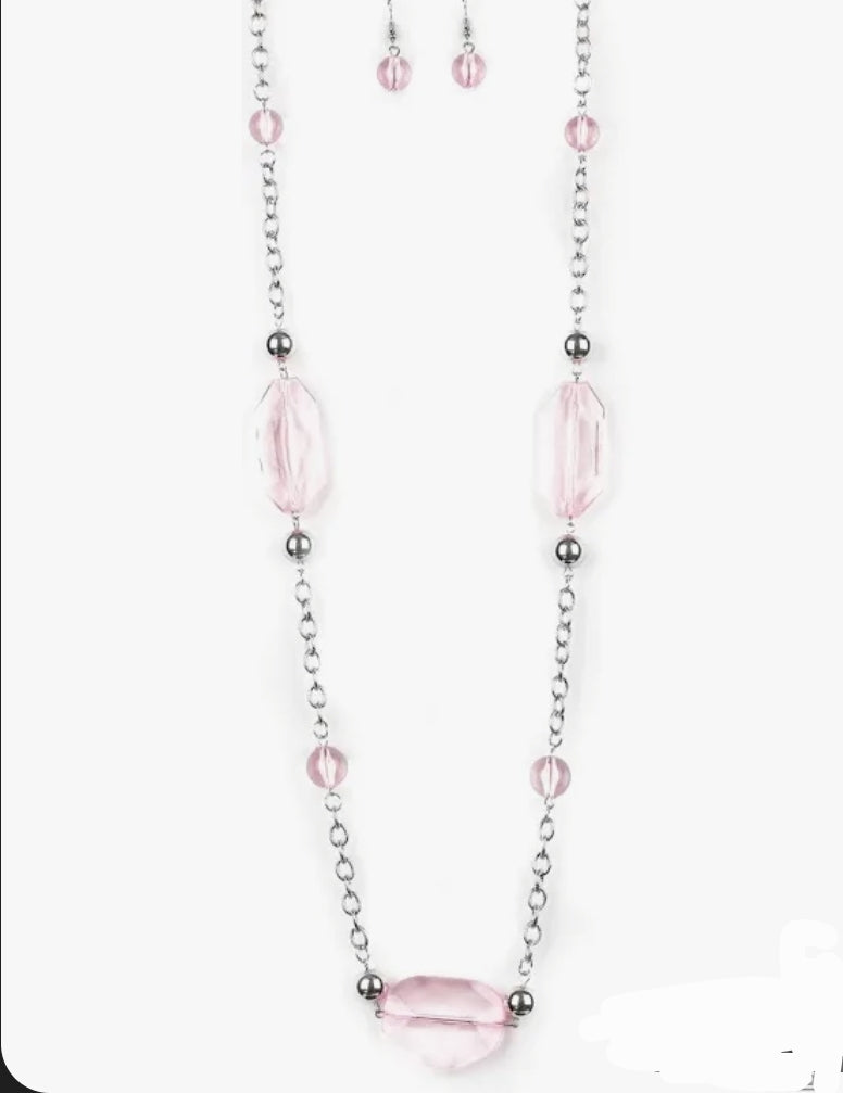 Crystal Charm Pink Necklace