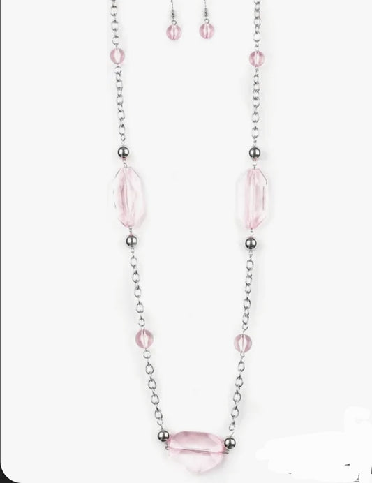 Crystal Charm Pink Necklace