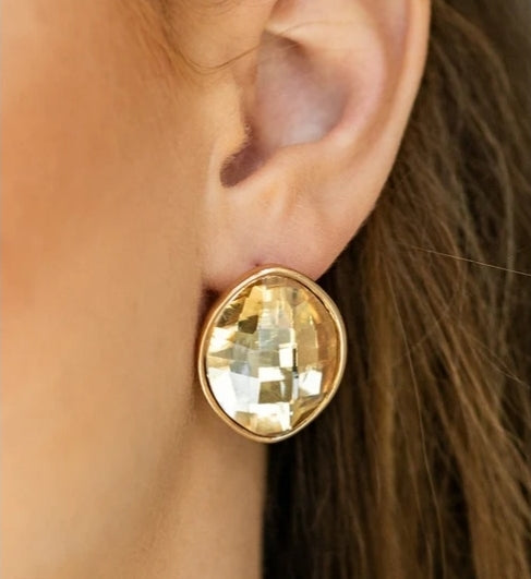 Movie Star Sparkle White Post Earrings