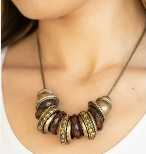 Metro Mantra Brass Necklace