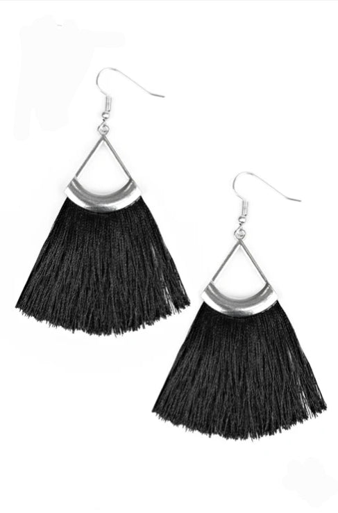 Tassel Tuesdays Black Earring Hook