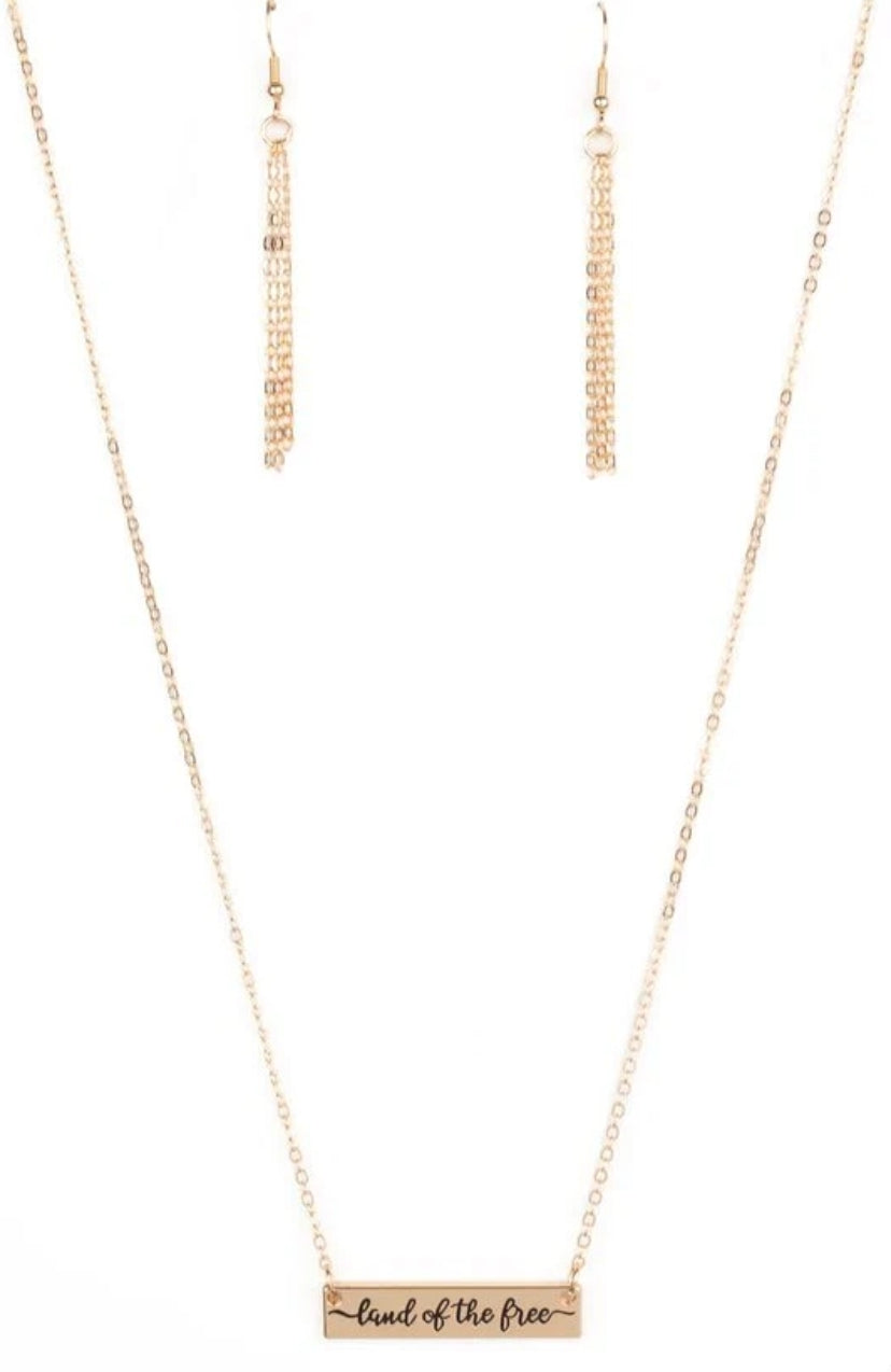 Land of the Free Silver Necklace