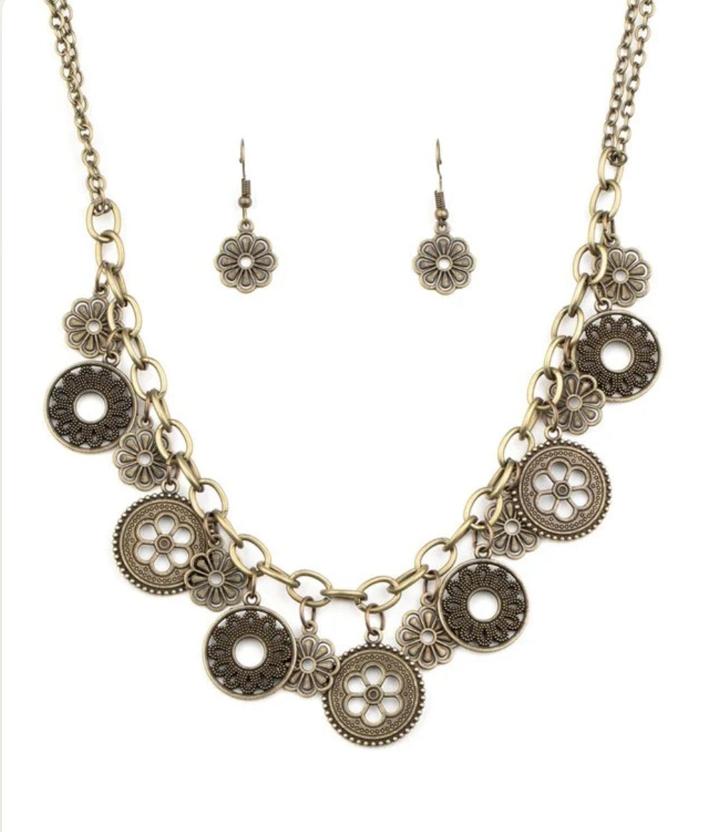 Meadow Masquerade Brass Necklace