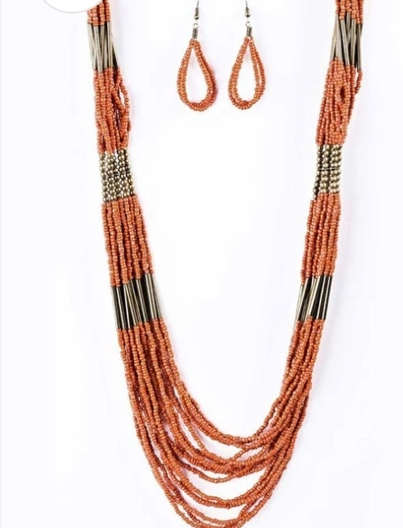 Let It Bead Orange Necklace